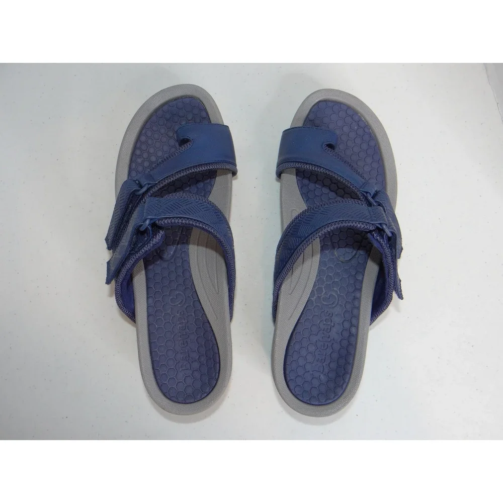 Baretraps Dina Navy Blue Sporty Toe Loop Slide Sandals Womens 7M BT24-10601